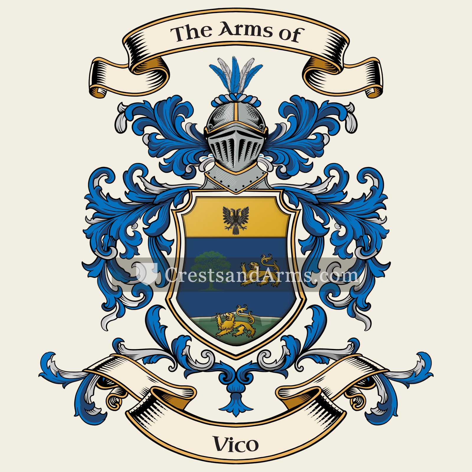 The Vico coat of arms, drawn from the recorded blazon