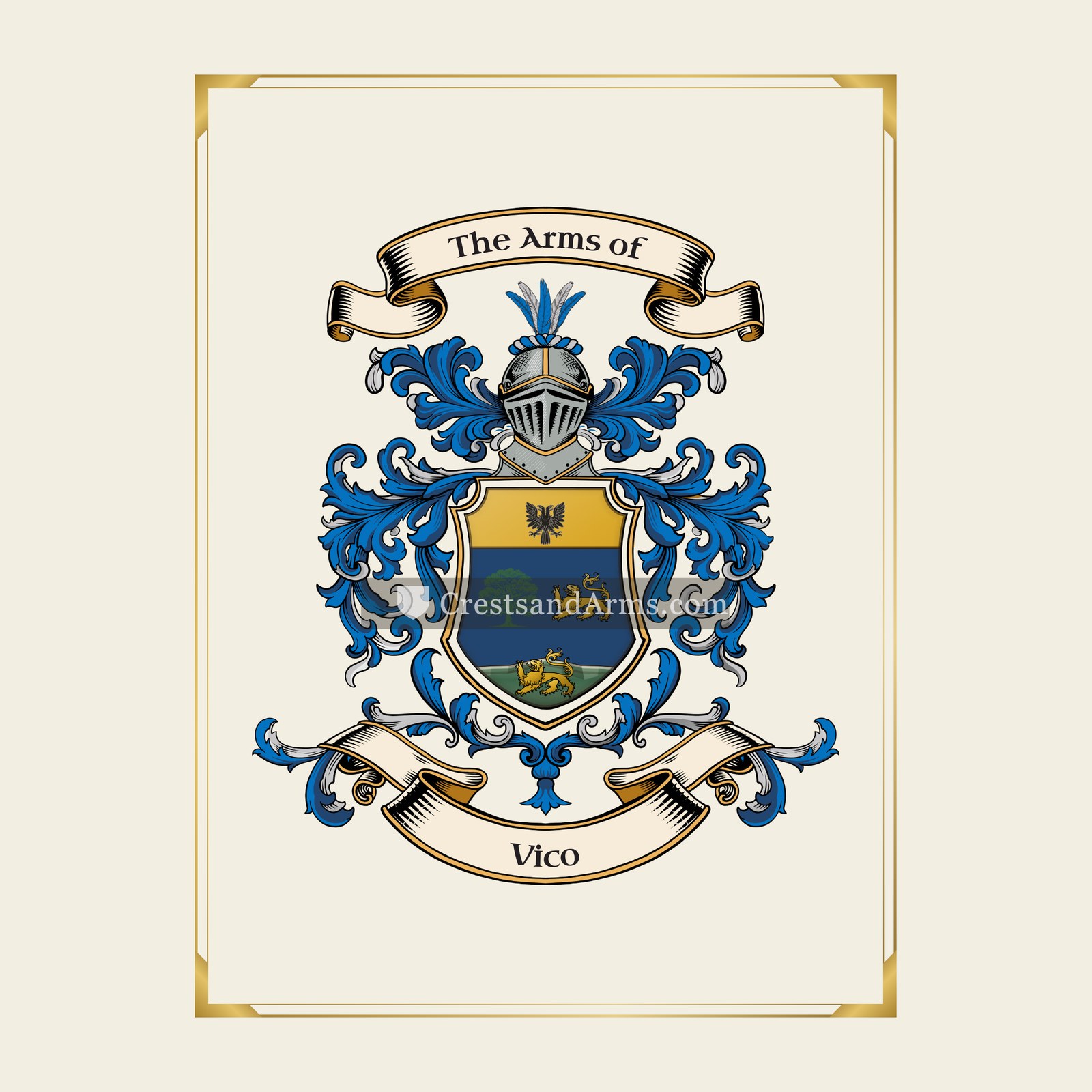 With gold border