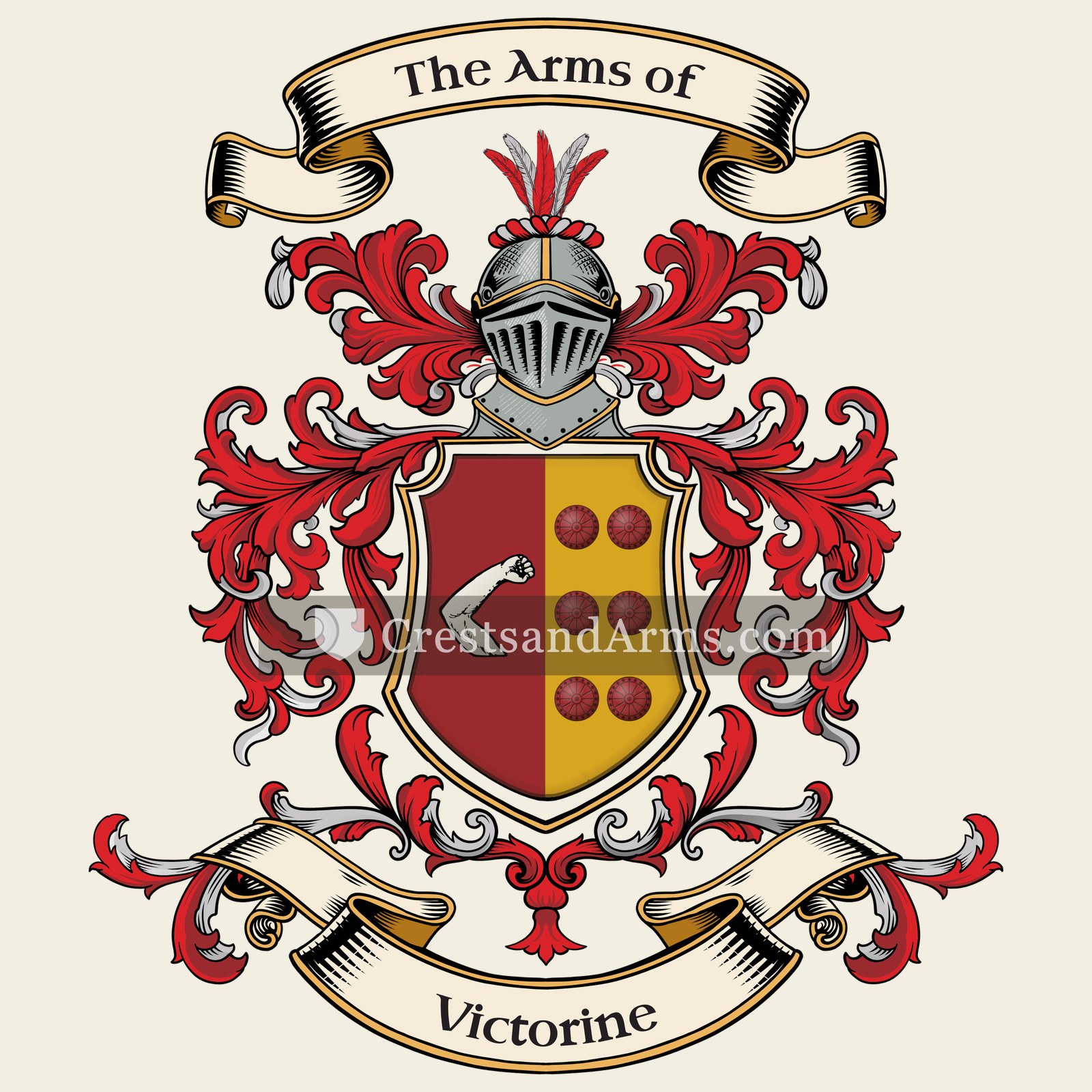 The Victorine coat of arms, drawn from the recorded blazon