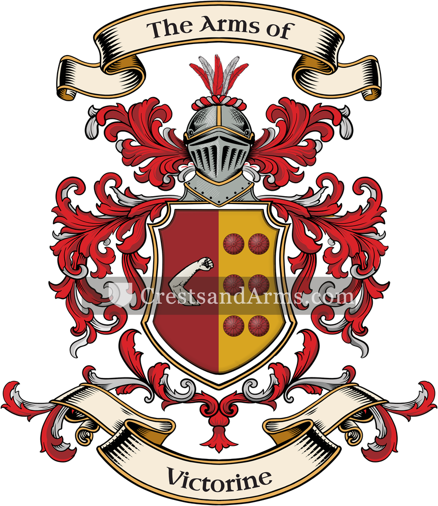 The Victorine coat of arms, drawn from the recorded blazon