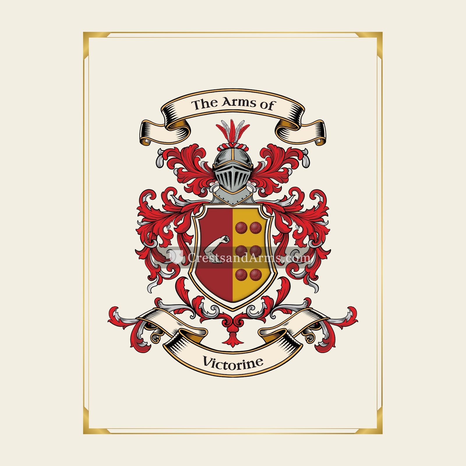 With gold border
