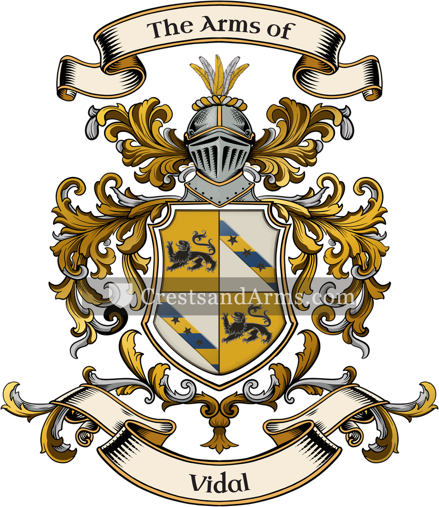 The Vidal coat of arms, drawn from the recorded blazon