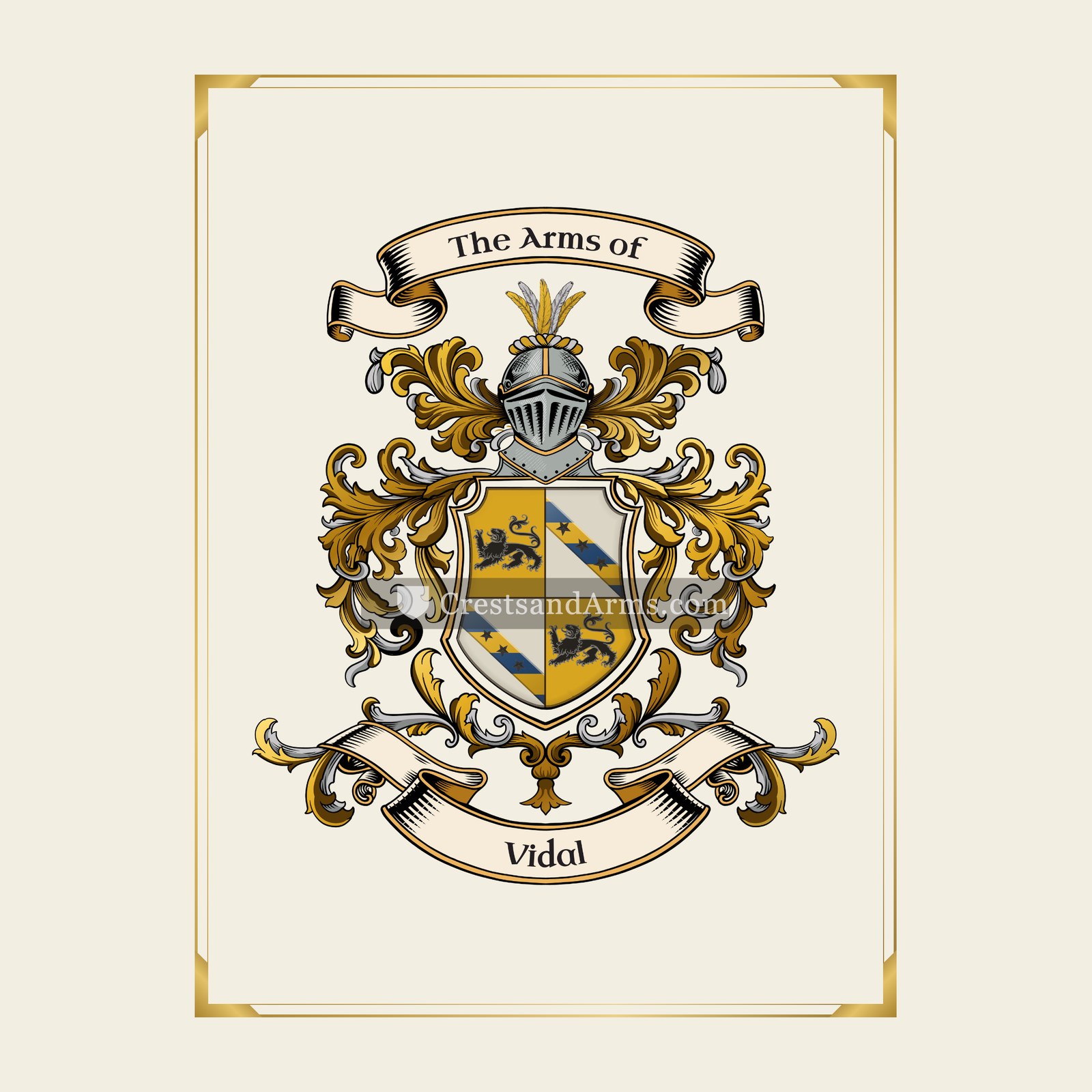 With gold border