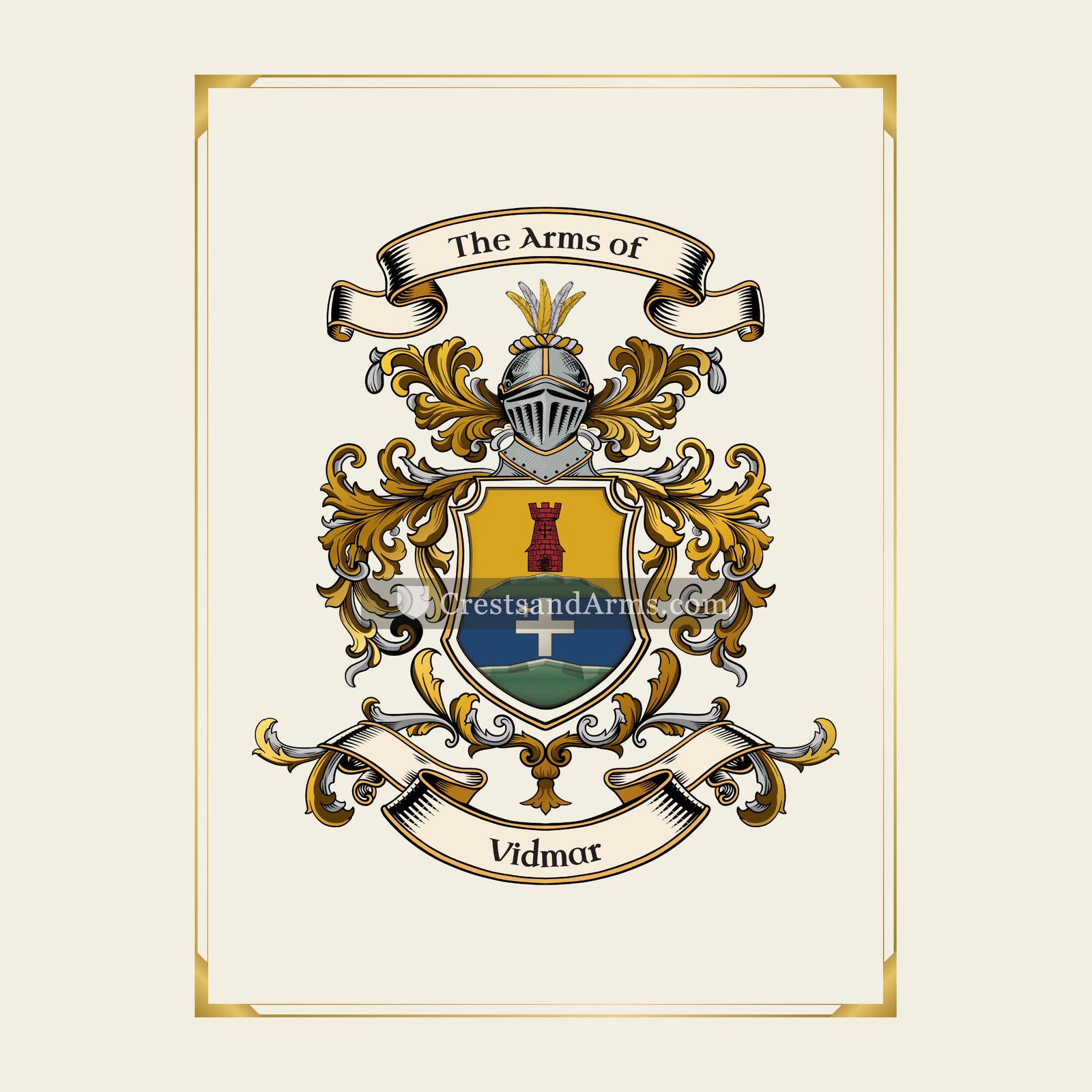 With gold border