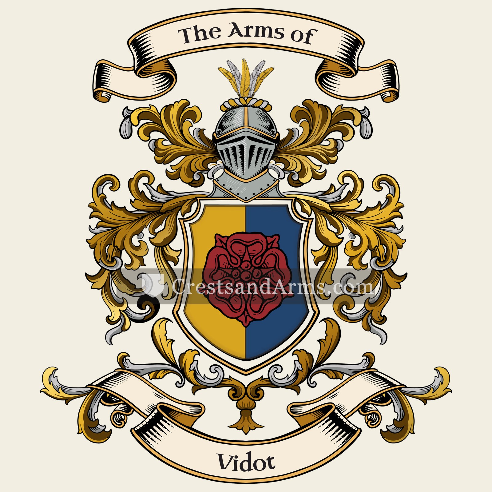 The Vidot coat of arms, drawn from the recorded blazon