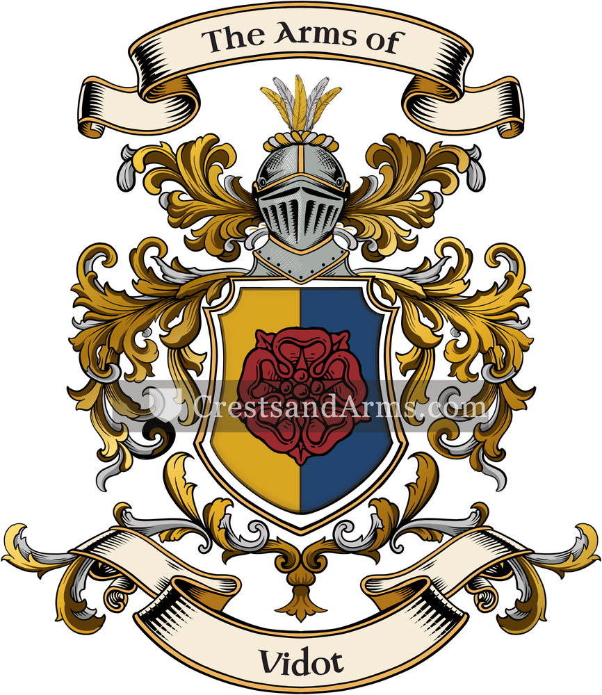 The Vidot coat of arms, drawn from the recorded blazon