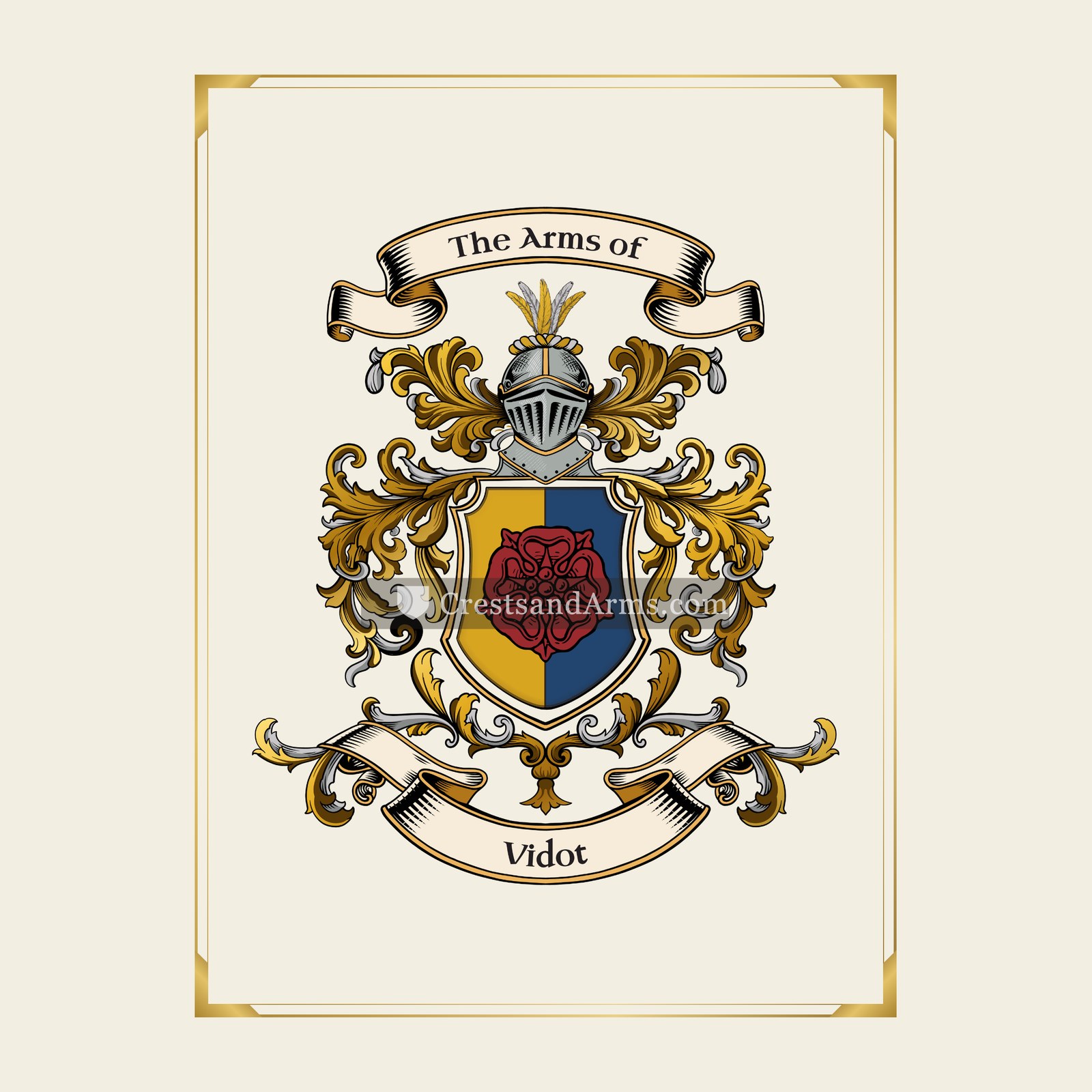 With gold border