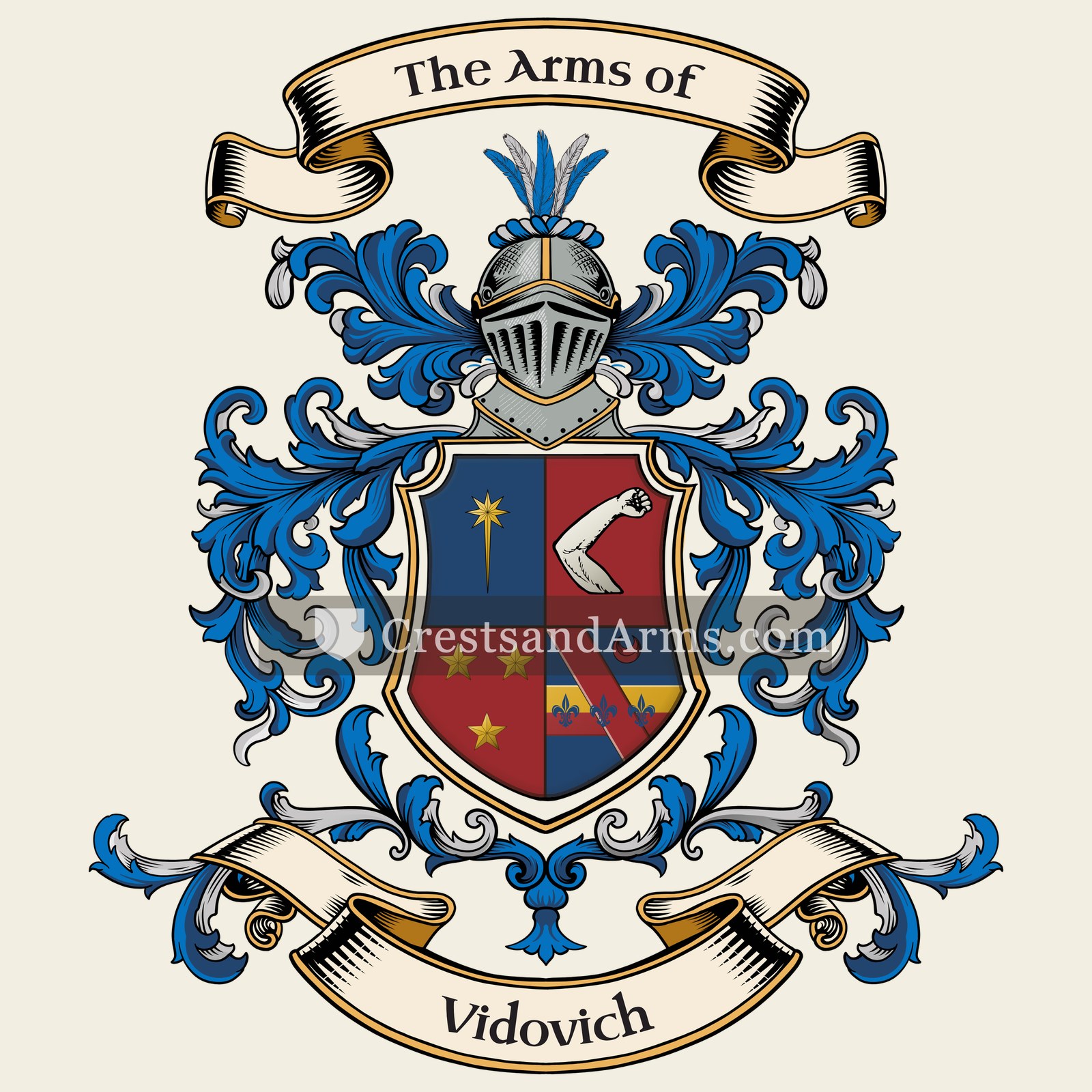 The Vidovich coat of arms, drawn from the recorded blazon