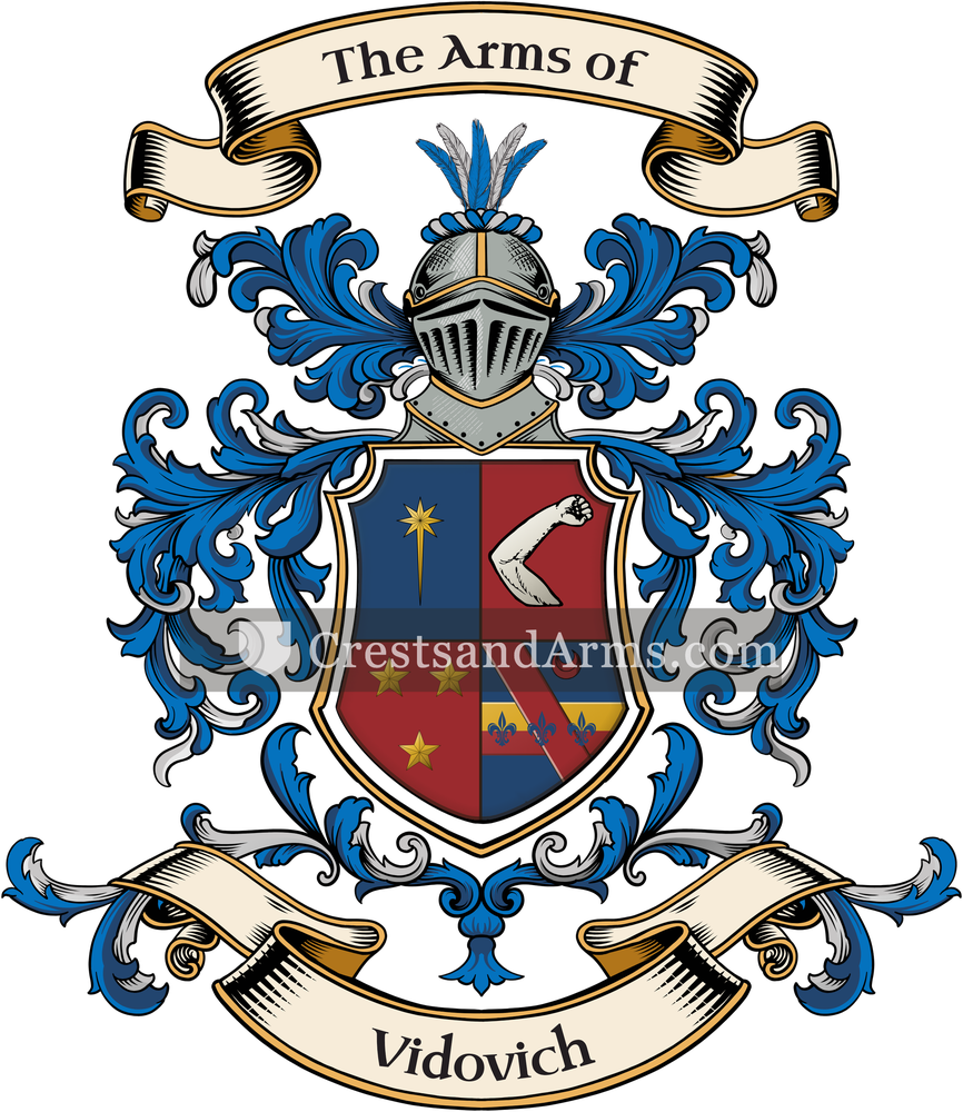 The Vidovich coat of arms, drawn from the recorded blazon