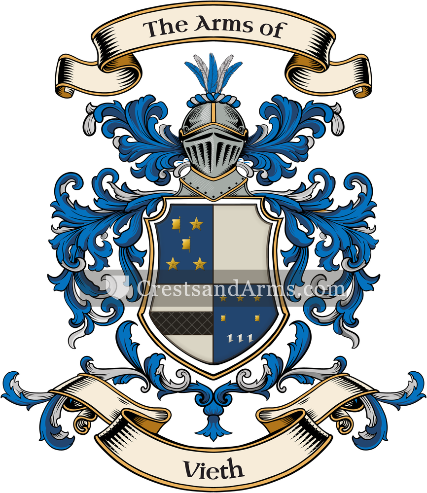 The Vieth coat of arms, drawn from the recorded blazon
