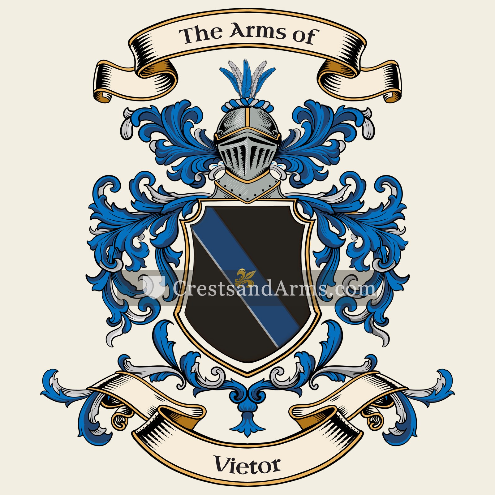 The Vietor coat of arms, drawn from the recorded blazon