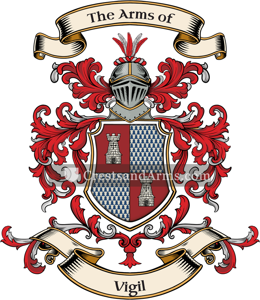 The Vigil coat of arms, drawn from the recorded blazon