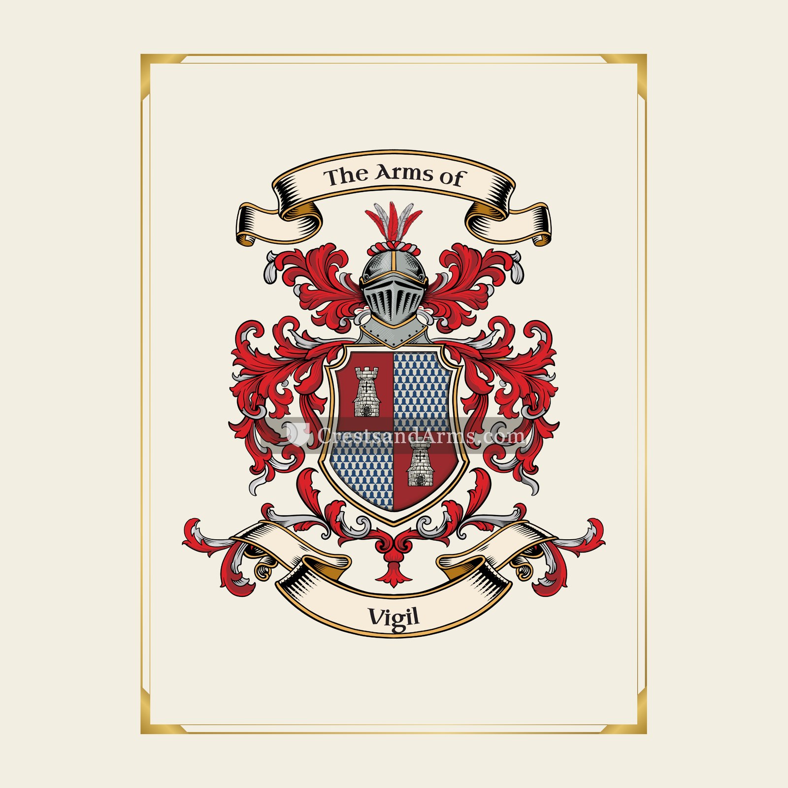 With gold border