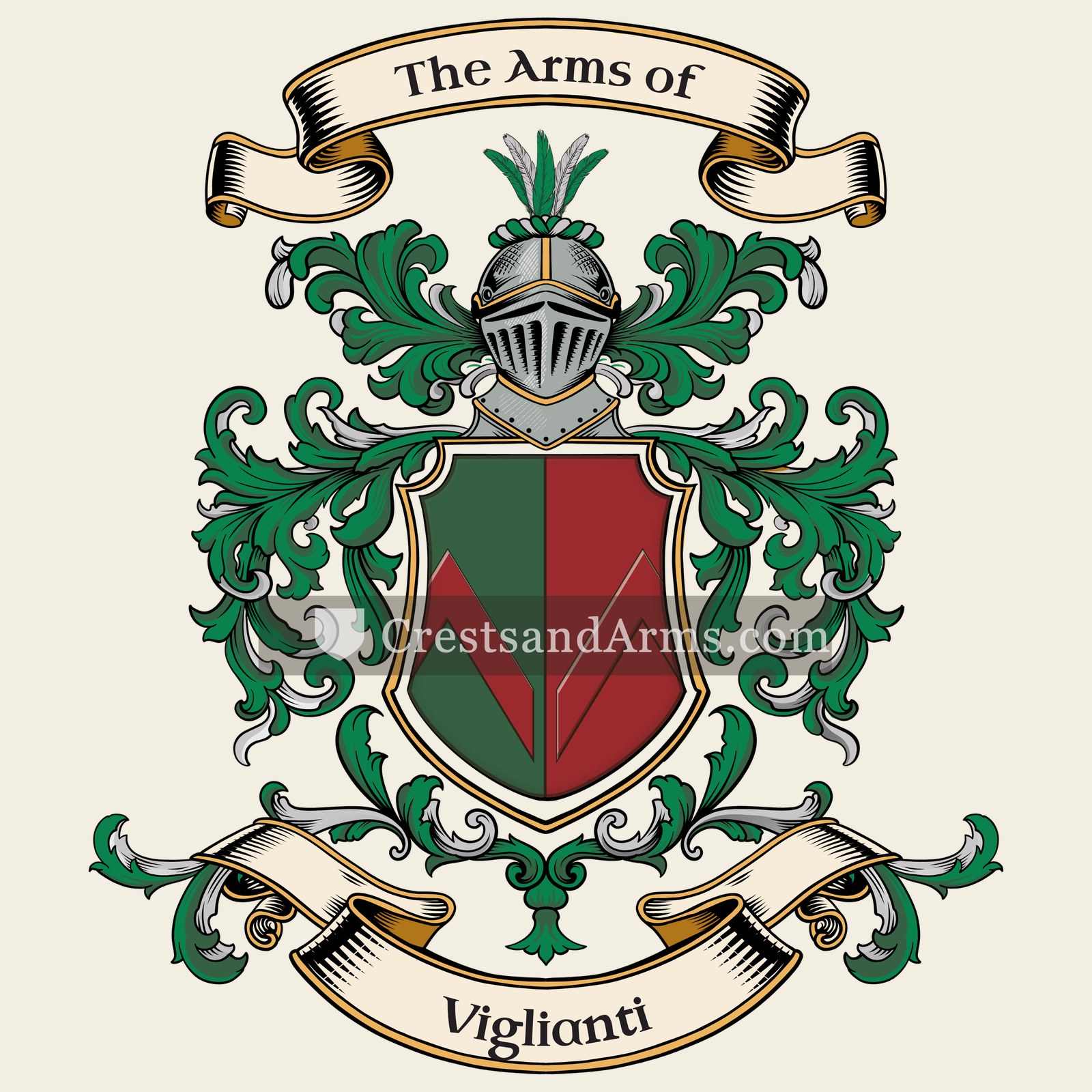The Viglianti coat of arms, drawn from the recorded blazon