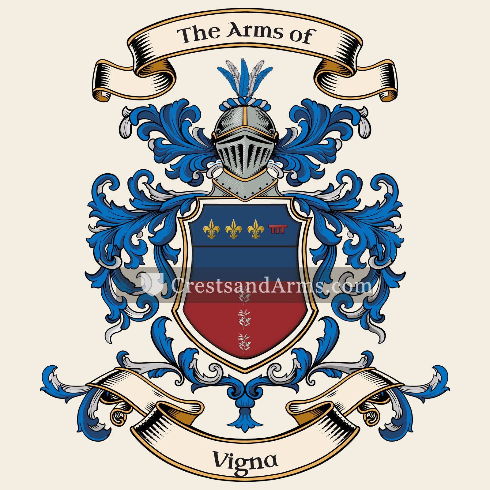The Vigna coat of arms, drawn from the recorded blazon