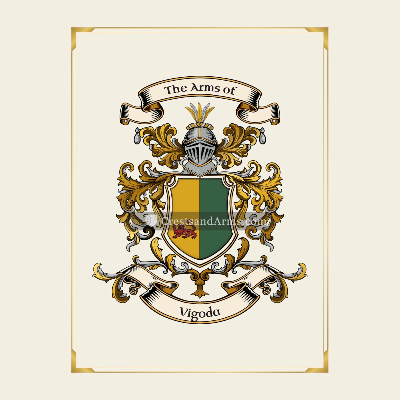 With gold border