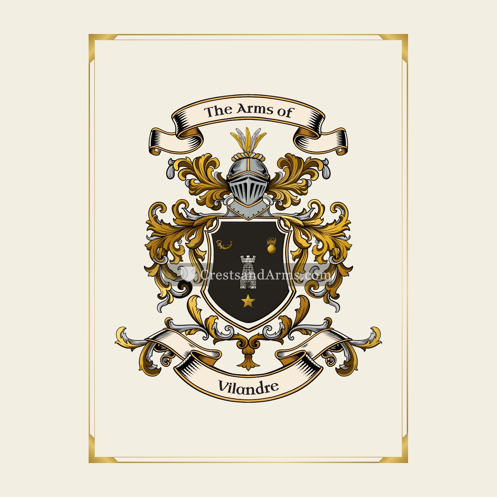 With gold border