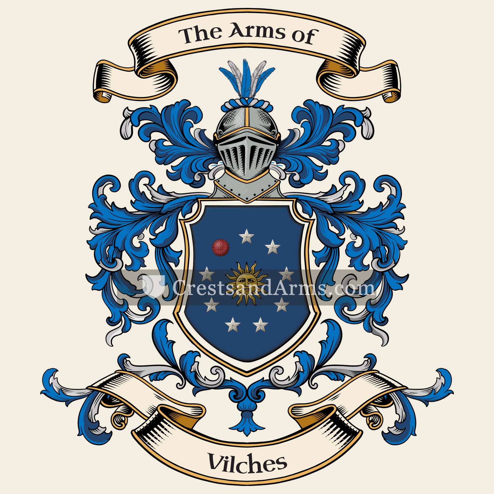 The Vilches coat of arms, drawn from the recorded blazon