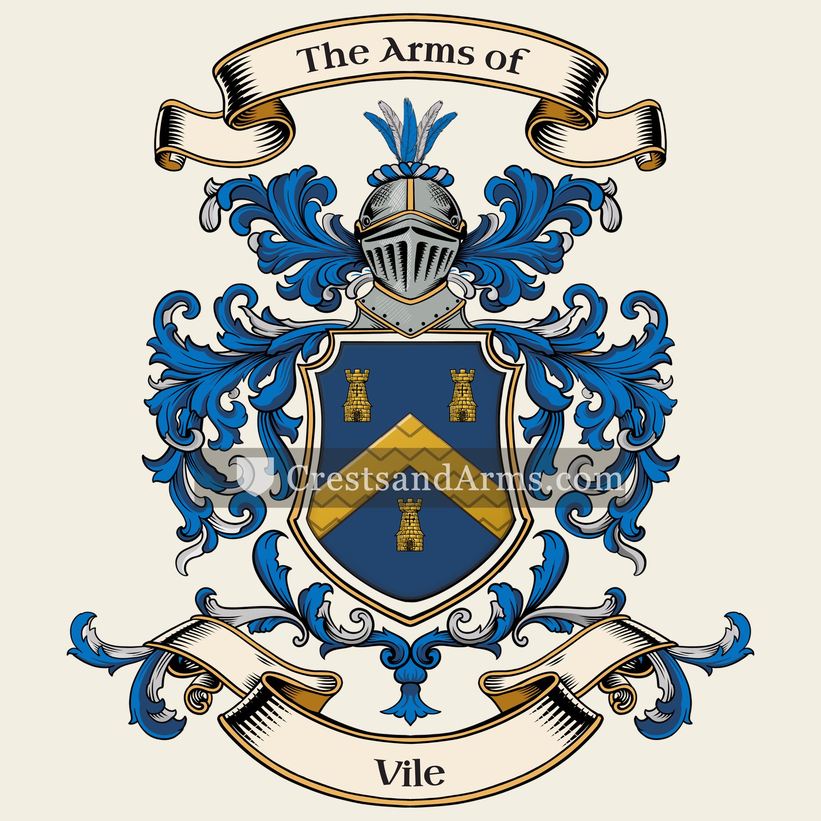 The Vile coat of arms, drawn from the recorded blazon