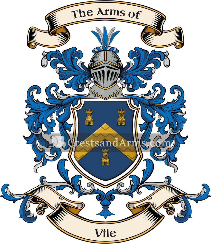 The Vile coat of arms, drawn from the recorded blazon