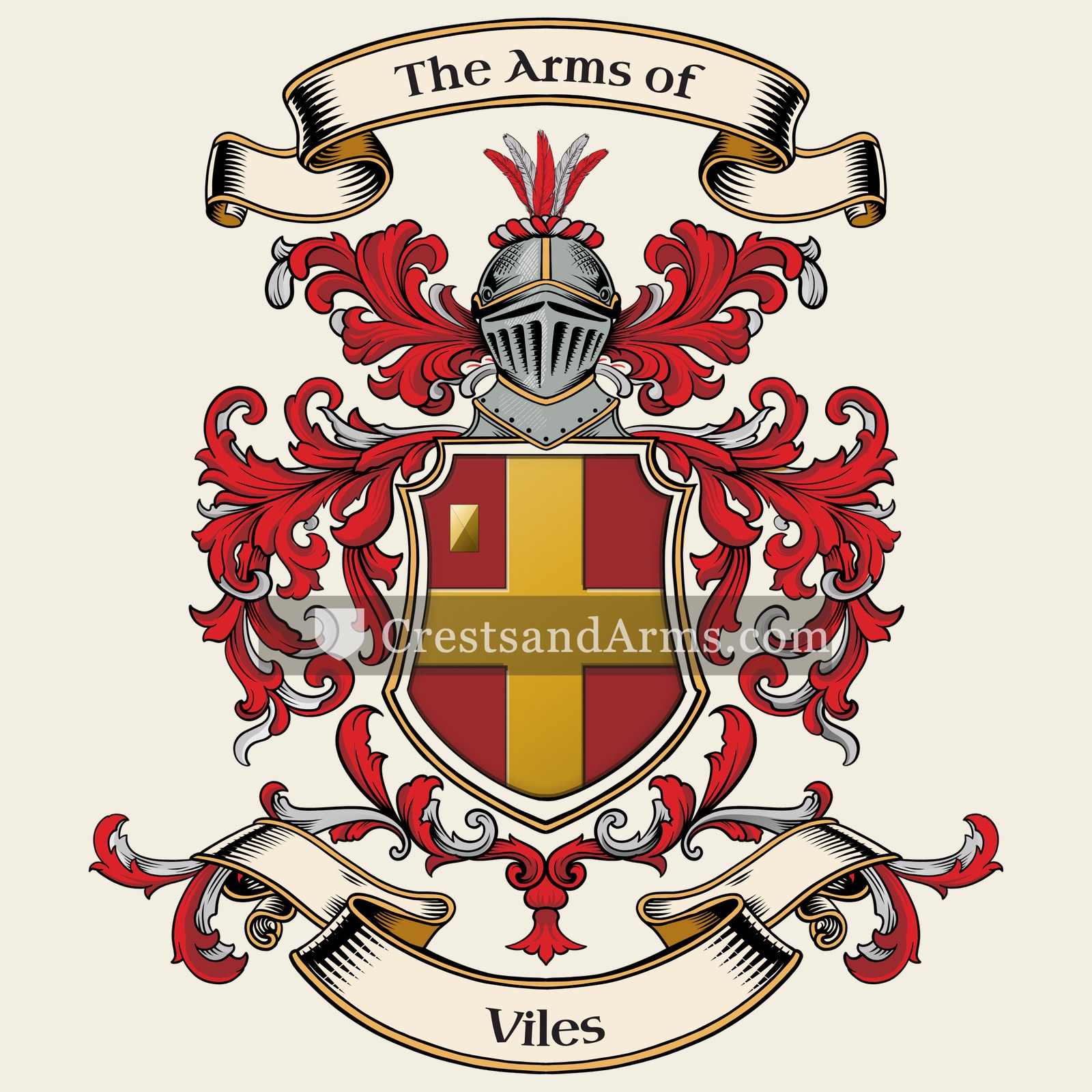 The Viles coat of arms, drawn from the recorded blazon