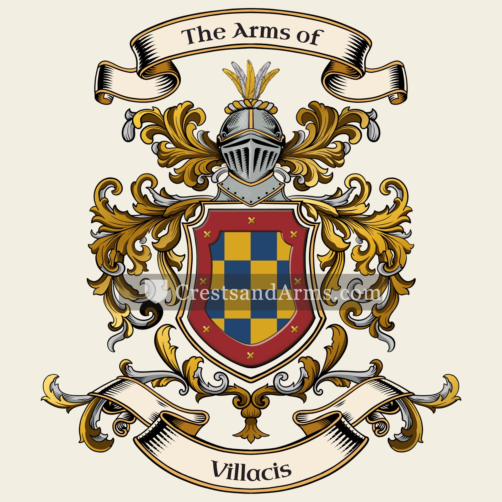 The Villacis coat of arms, drawn from the recorded blazon