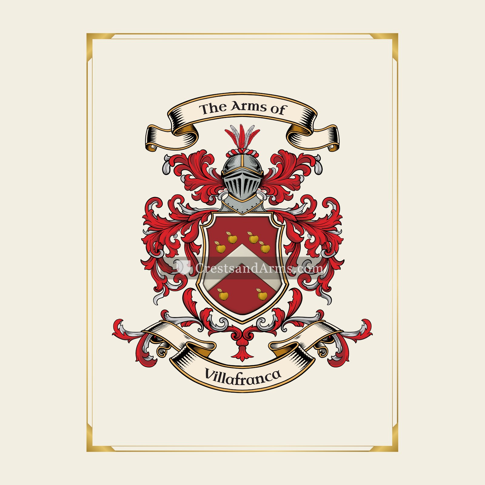 With gold border