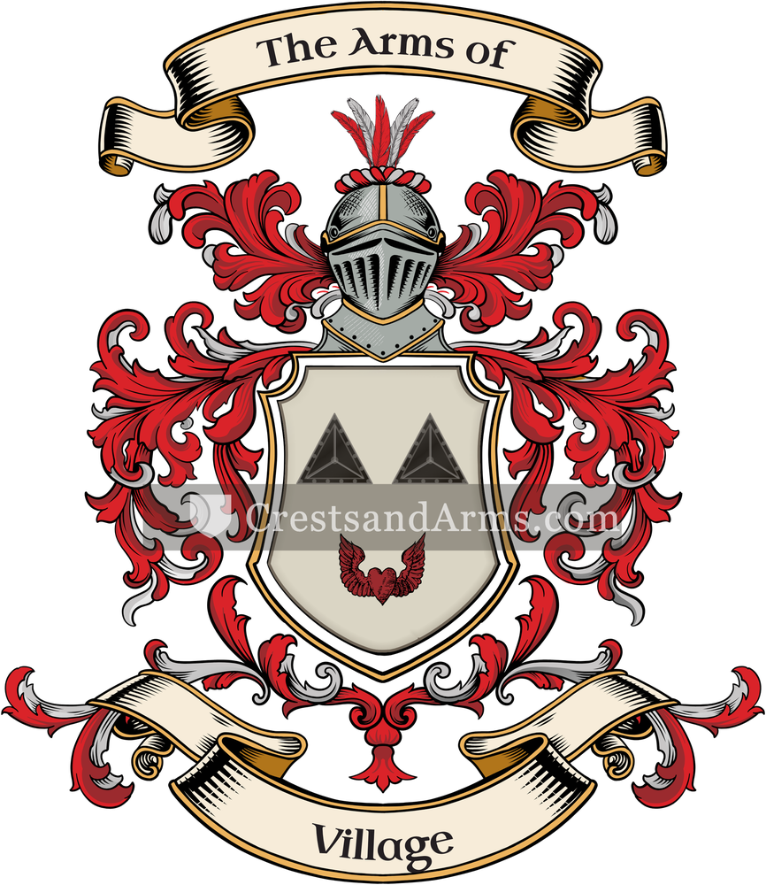 The Village coat of arms, drawn from the recorded blazon