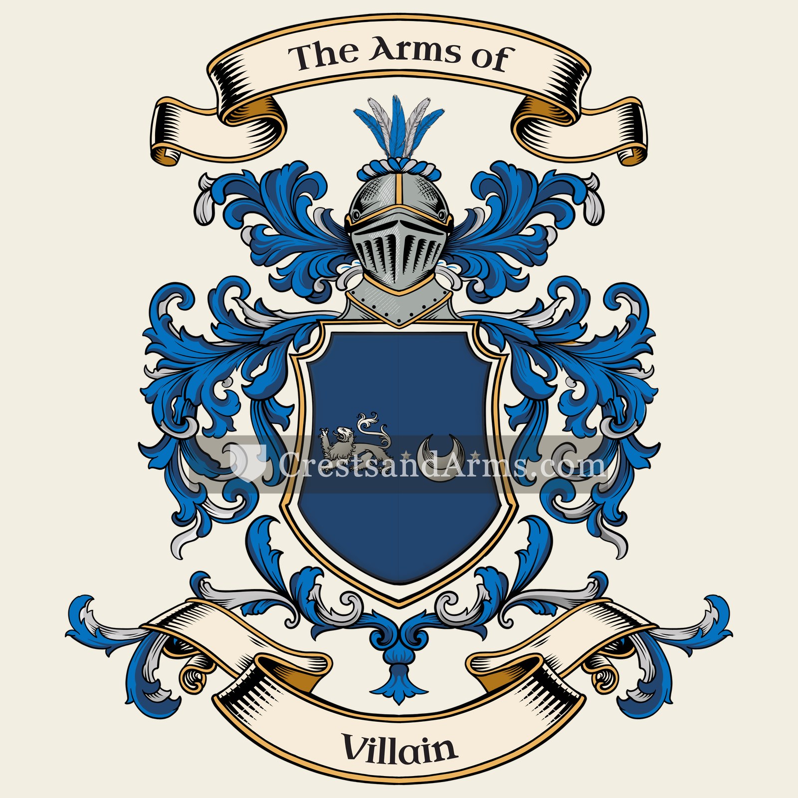 The Villain coat of arms, drawn from the recorded blazon