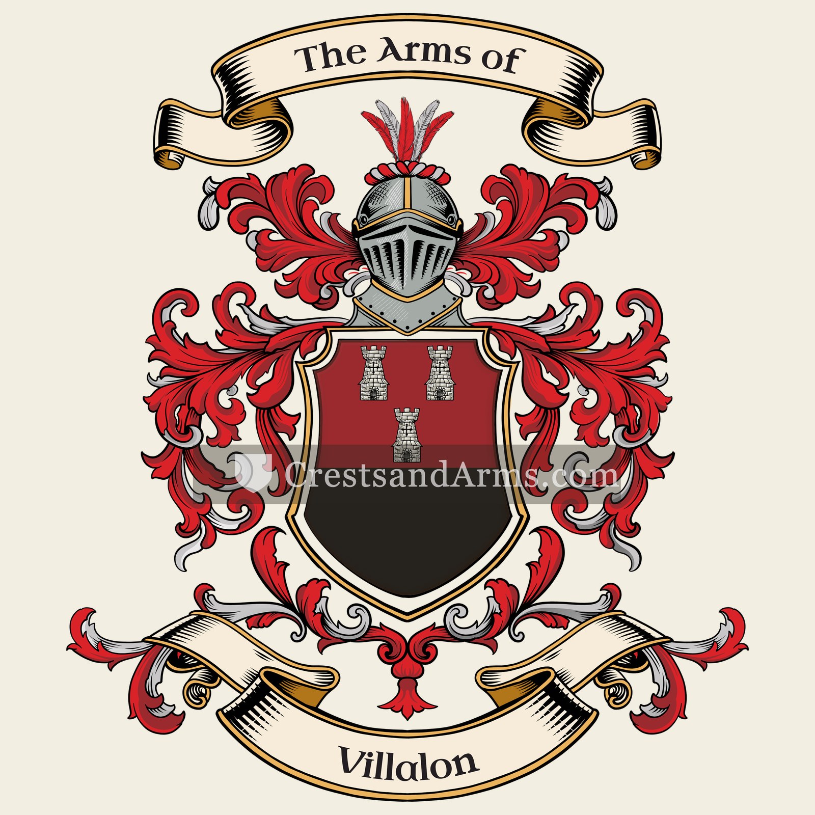 The Villalon coat of arms, drawn from the recorded blazon
