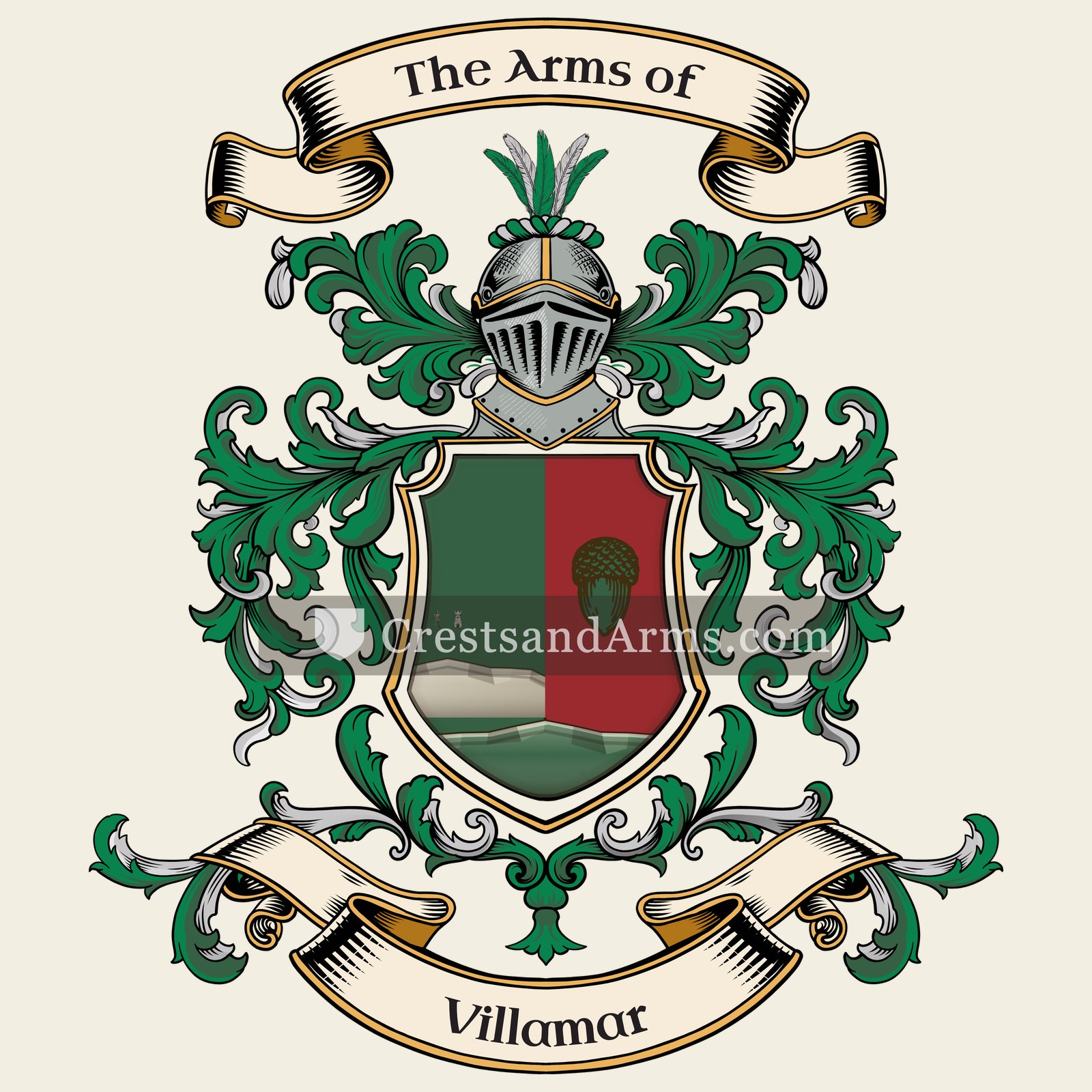 The Villamar coat of arms, drawn from the recorded blazon