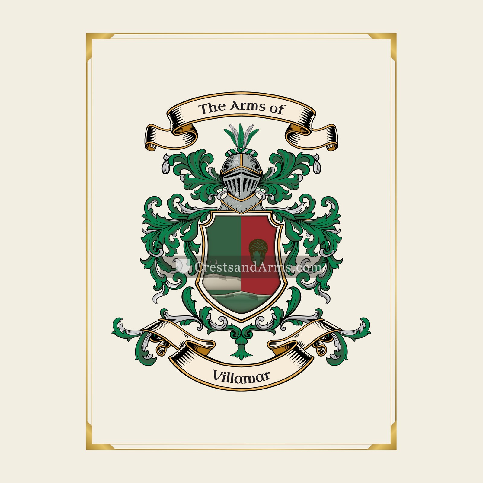 With gold border