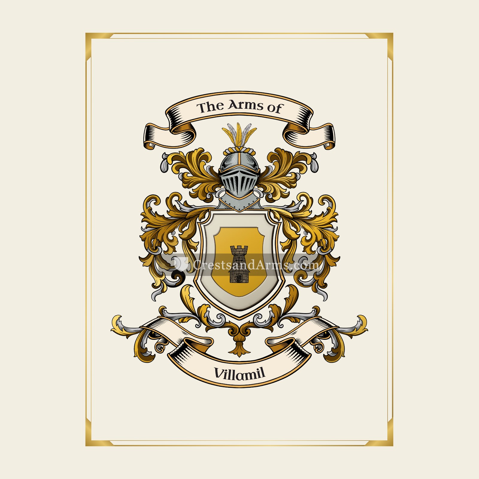 With gold border