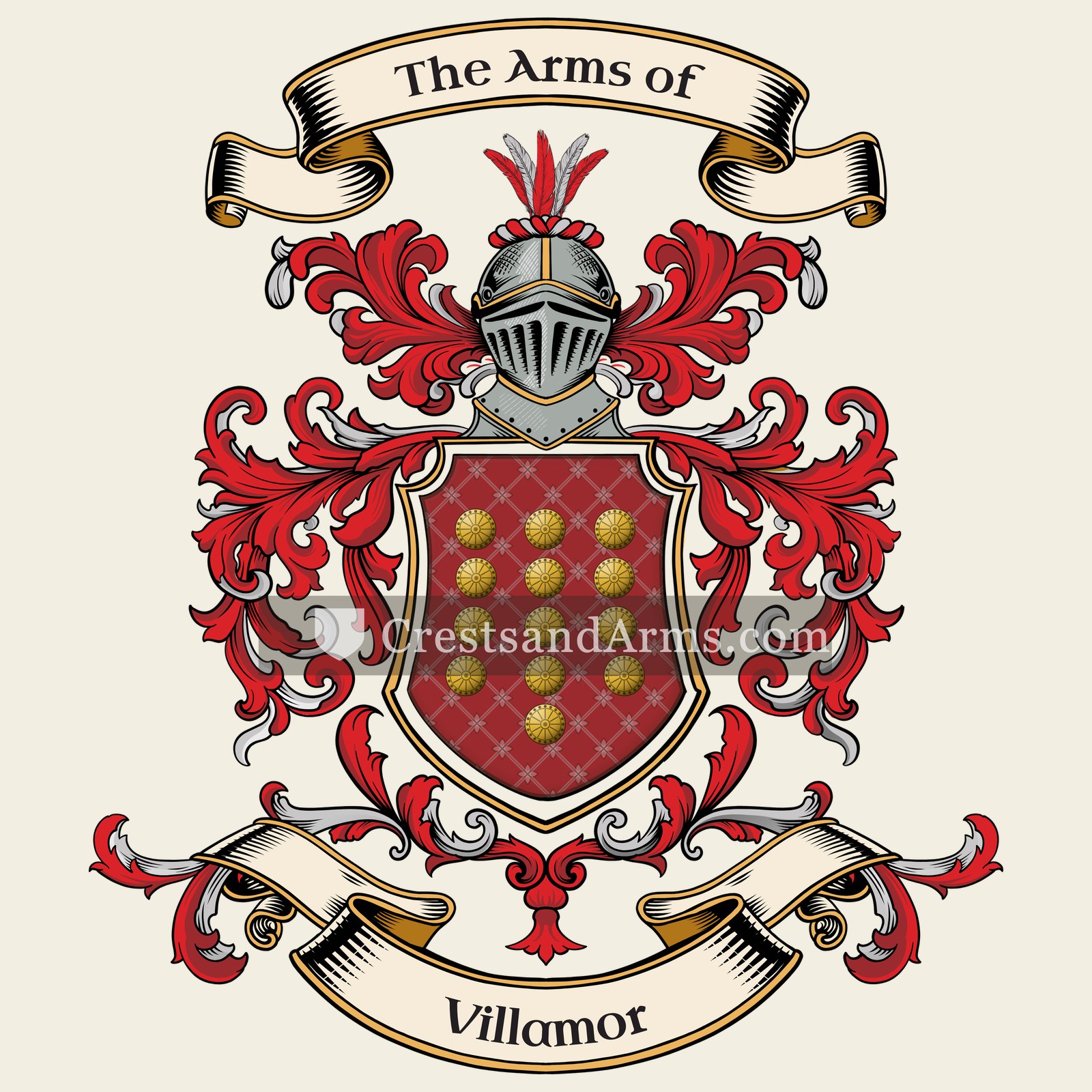 The Villamor coat of arms, drawn from the recorded blazon