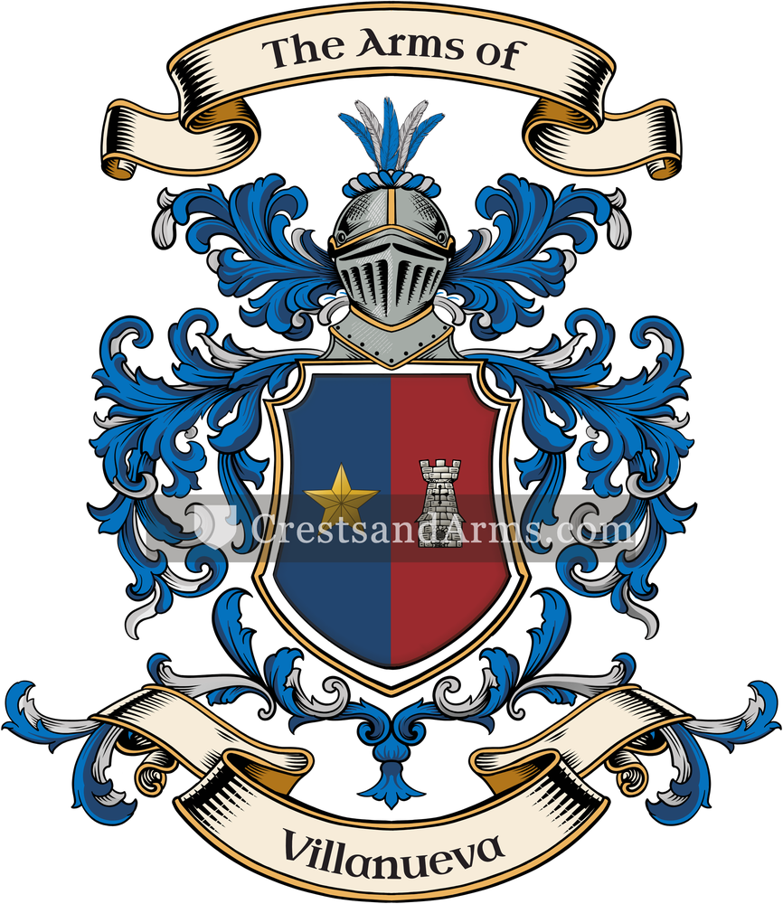 The Villanueva coat of arms, drawn from the recorded blazon