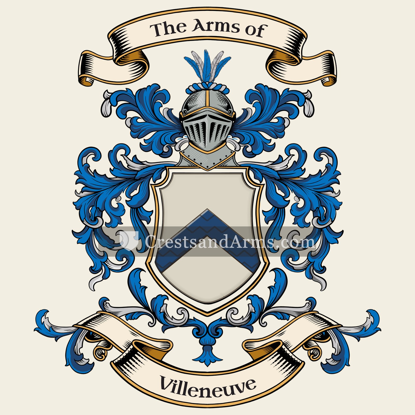 The Villeneuve coat of arms, drawn from the recorded blazon