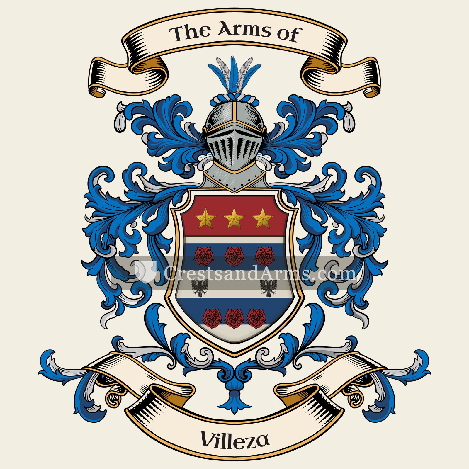 The Villeza coat of arms, drawn from the recorded blazon