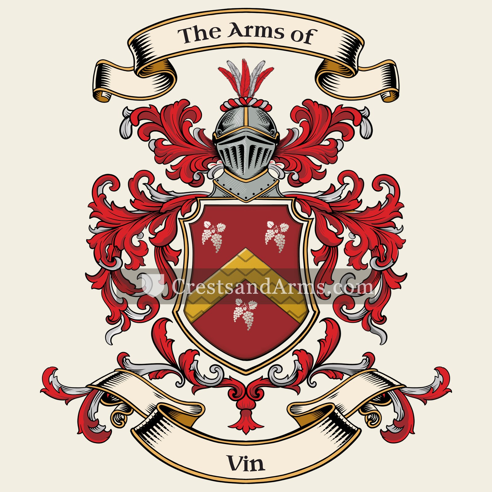The Vin coat of arms, drawn from the recorded blazon