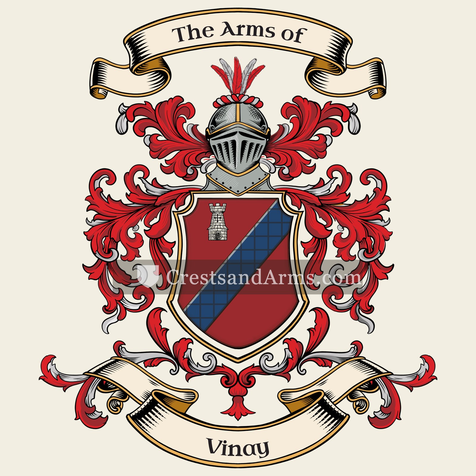 The Vinay coat of arms, drawn from the recorded blazon