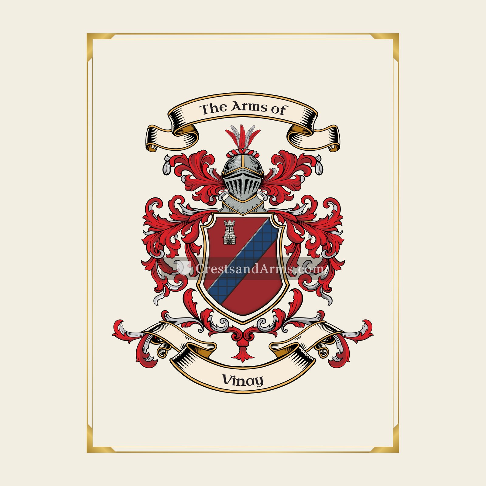 With gold border