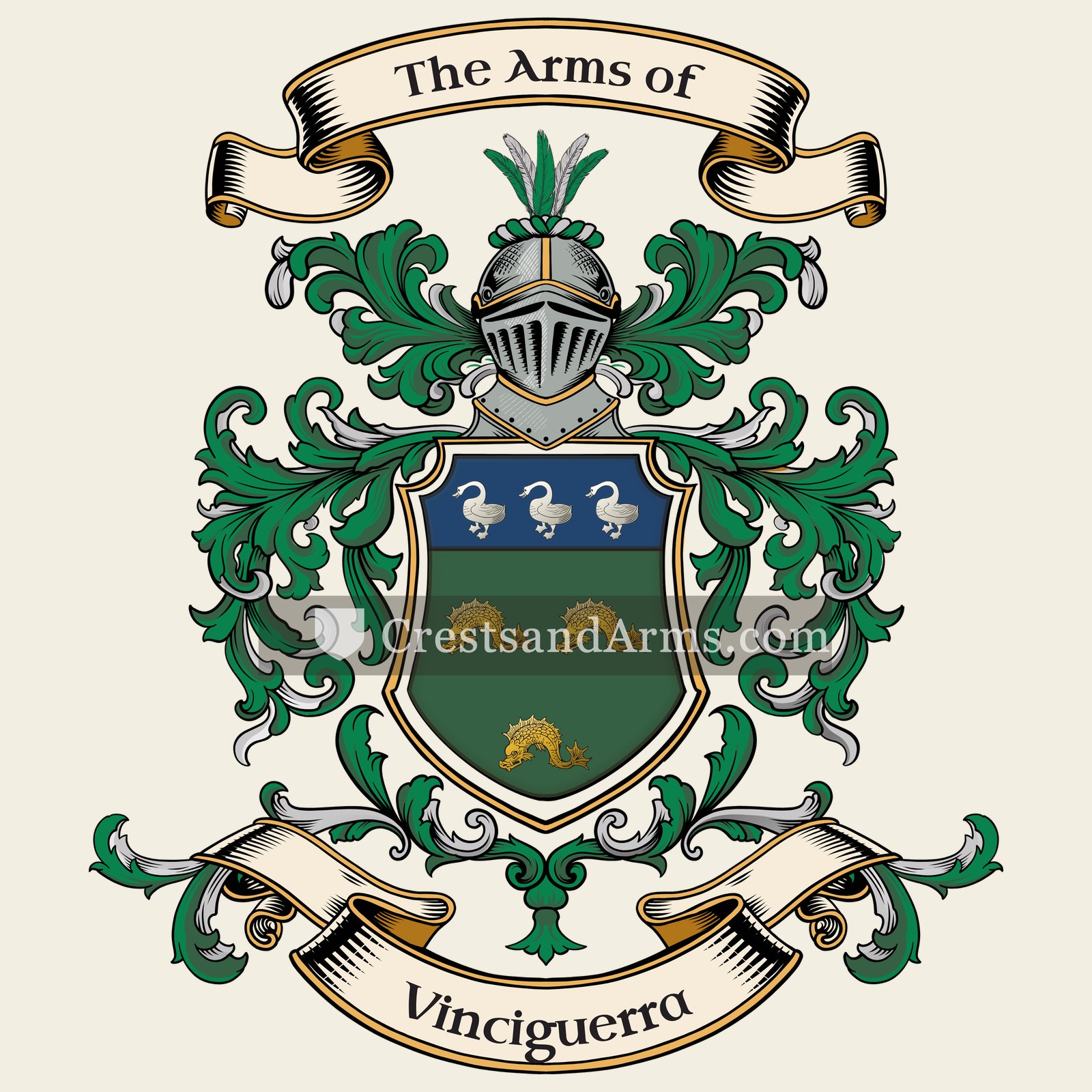 The Vinciguerra coat of arms, drawn from the recorded blazon