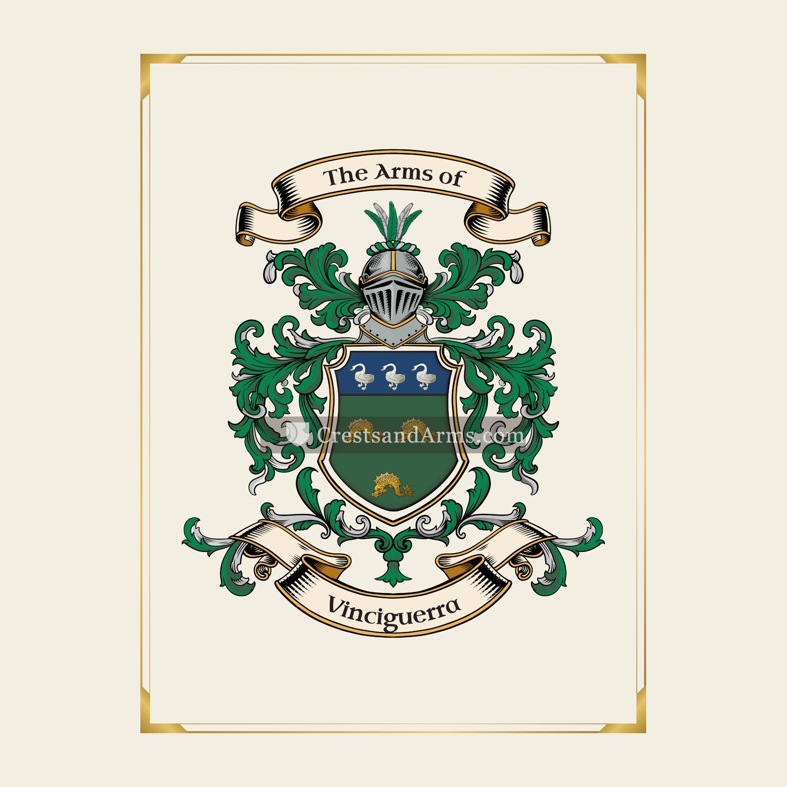 With gold border