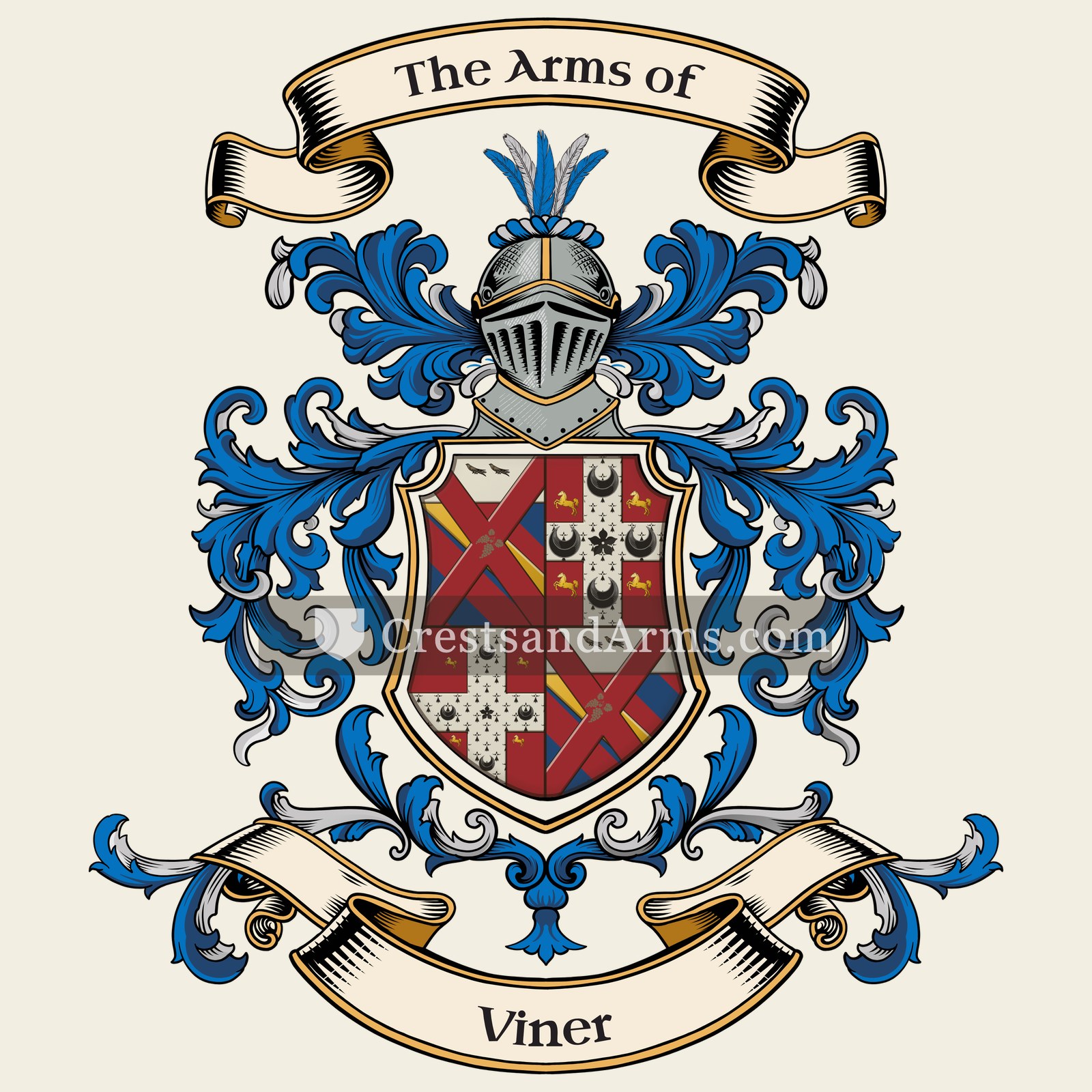 The Viner coat of arms, drawn from the recorded blazon