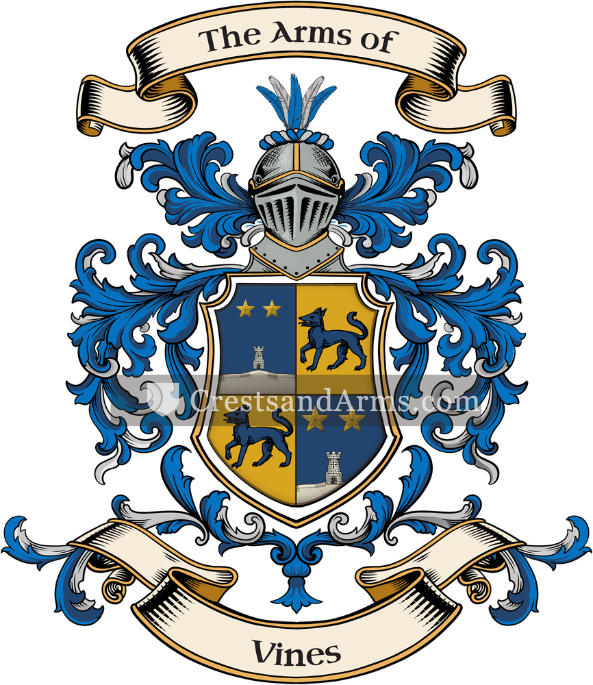 The Vines coat of arms, drawn from the recorded blazon