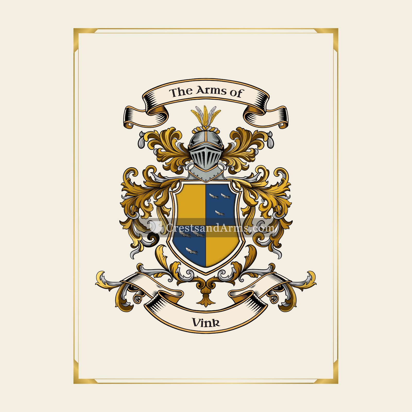 With gold border