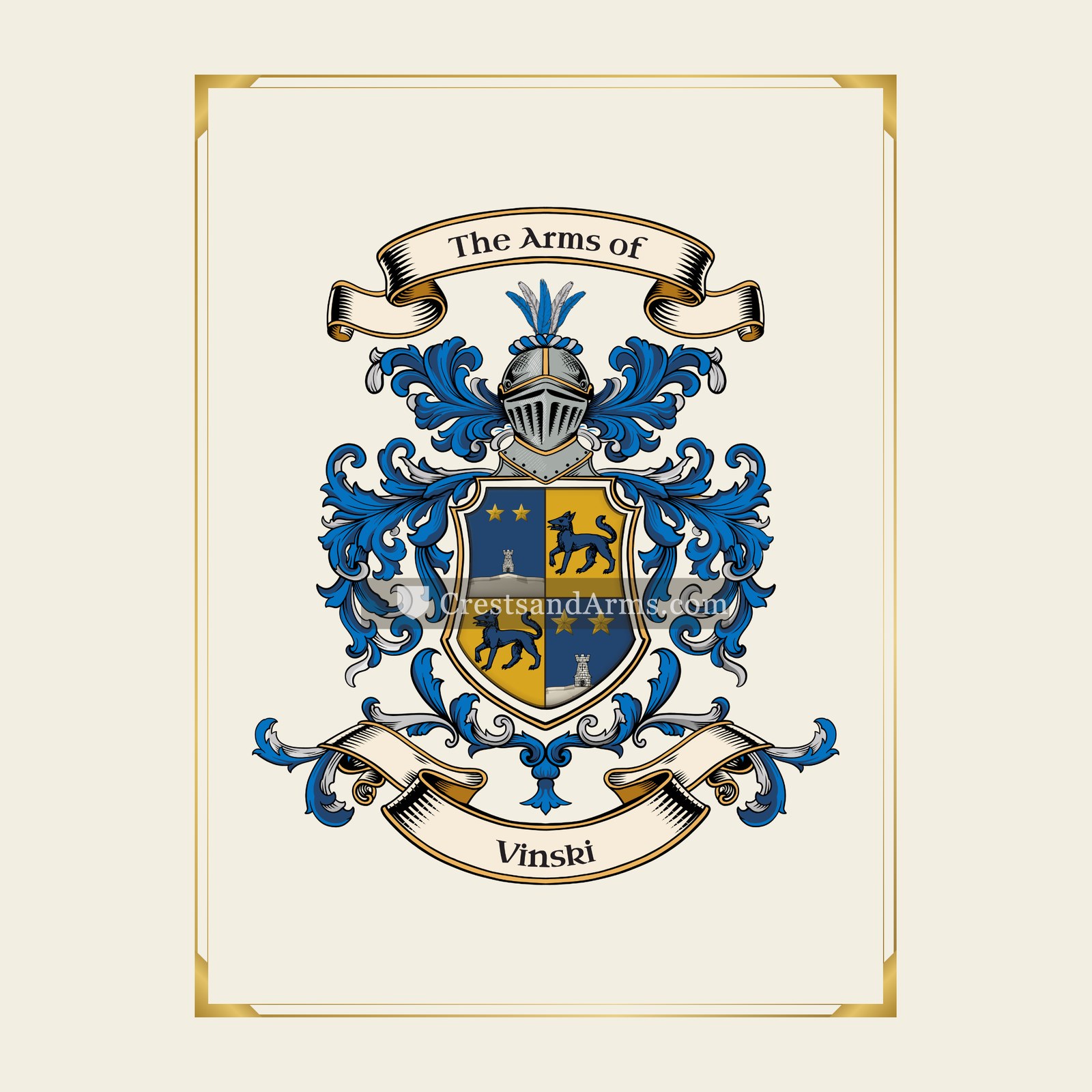 With gold border