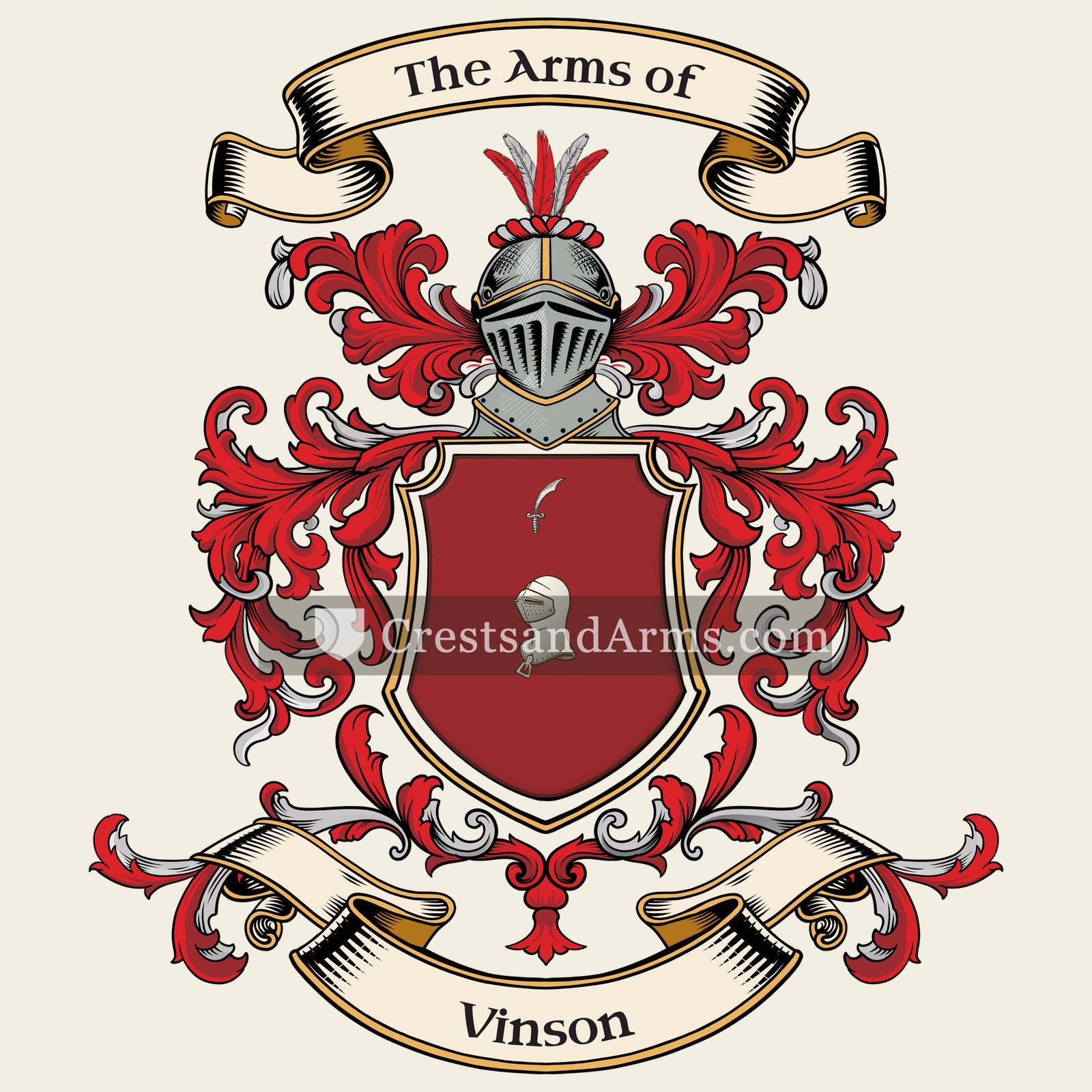 The Vinson coat of arms, drawn from the recorded blazon