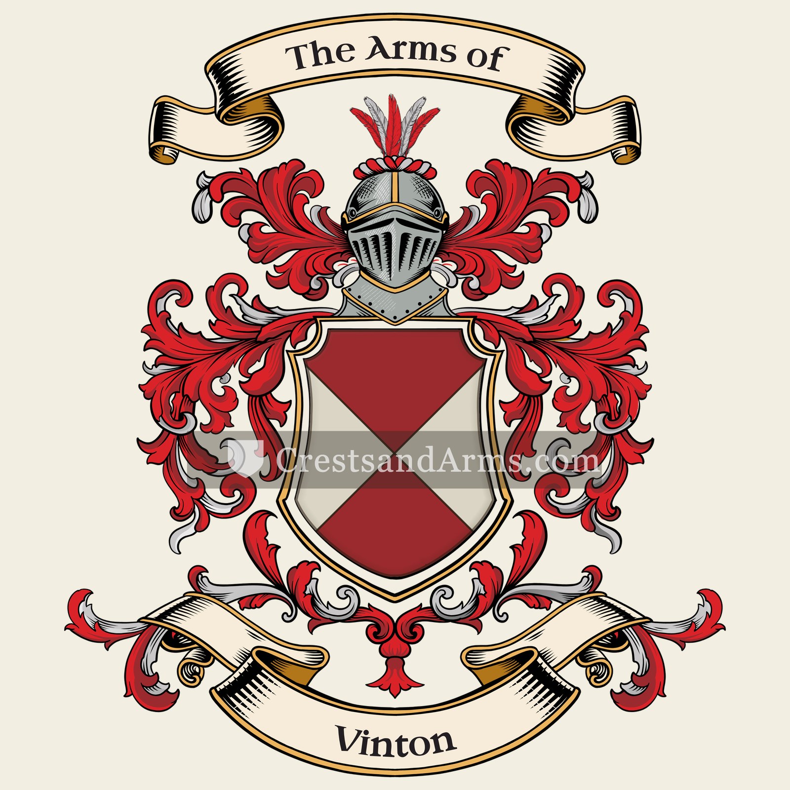 The Vinton coat of arms, drawn from the recorded blazon