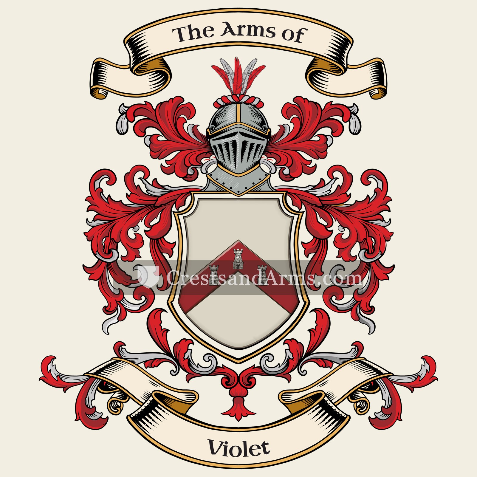 The Violet coat of arms, drawn from the recorded blazon