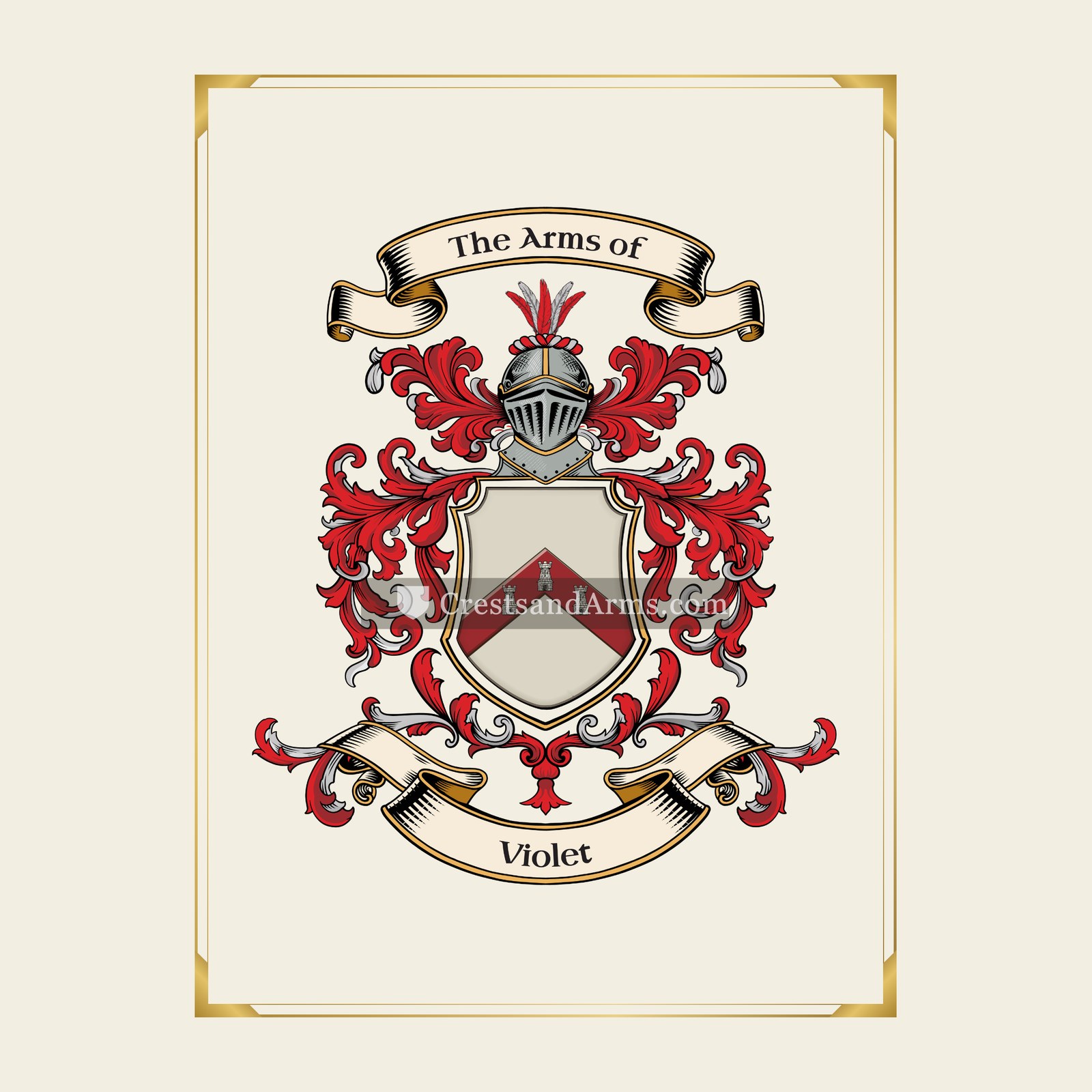 With gold border